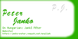 peter janko business card